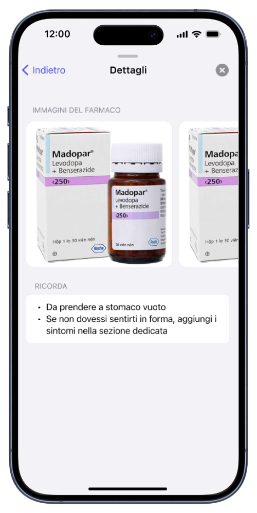 Dettagli dello specifico farmaco (immagini e prescrizioni)