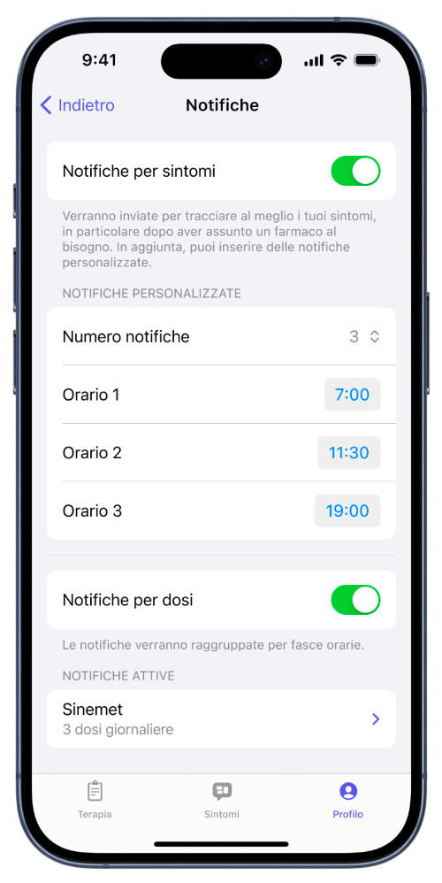 Gestione delle notifiche da parte dell'applicazione